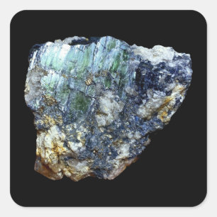 Groene Vivianiet Kristal Mineraal Edelsteen Natuur Vierkante Sticker