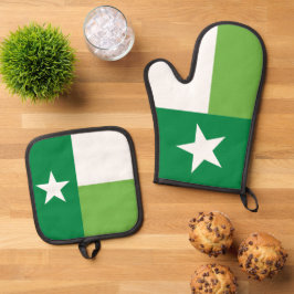 Groene vlag van de staat Texas Ovenwant & Pannenlap Set