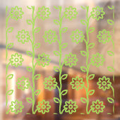 Groene vlakke bloem tuin patroon raamsticker (Vel 2)