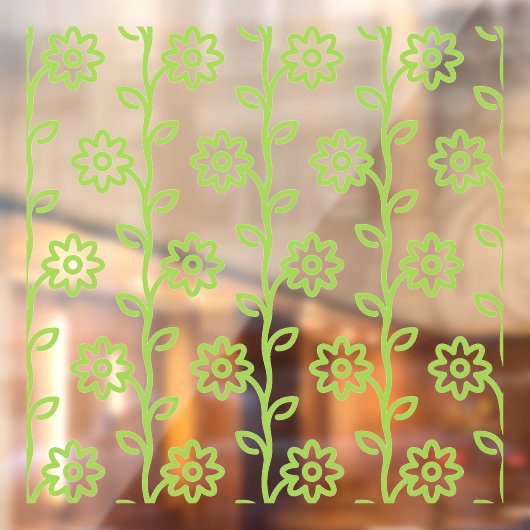Groene vlakke bloem tuin patroon raamsticker (Vel 2)