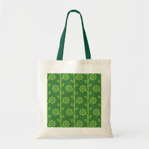 Groene vlakke bloem tuin patroon tote bag