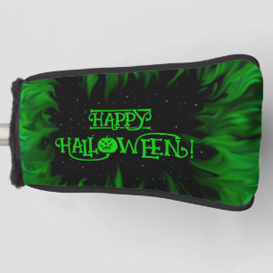 Groene vlammen in de sterrenhemel golfheadcover
