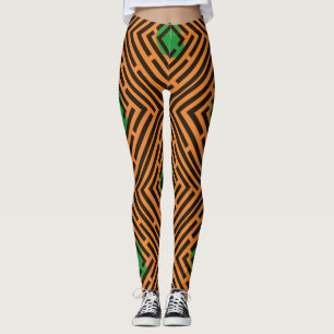 Groene Vlek Zwart Labyrint Patroon op Aangepaste K Leggings