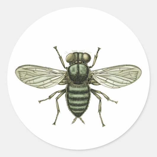 groene vlieg ronde sticker (Voorkant)