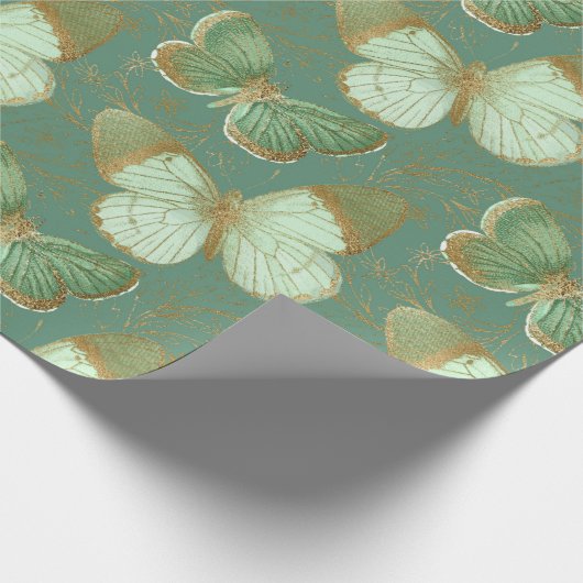  groene vlinder cadeaupapier (Hoek)
