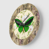 Groene vlinder en Dogwood Flowers Clock Grote Klok (Hoek)
