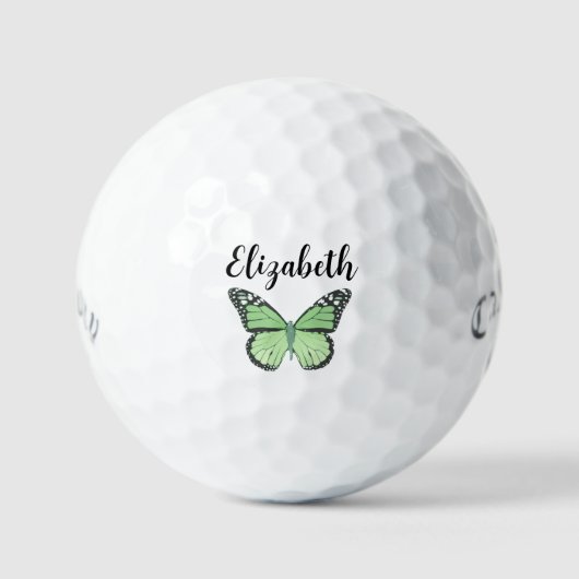 groene vlinder met aangepaste naam dames golfballen (Voorkant)