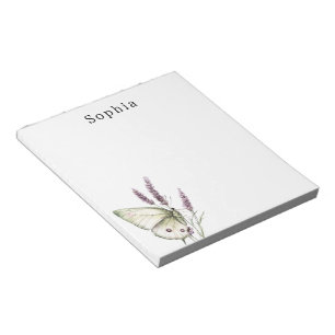 Groene Vlinder Paarse Bloemen Gepersonaliseerde Na Notitieblok