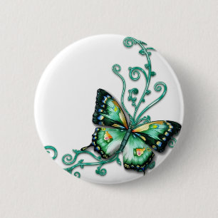 groene vlinder ronde button 5,7 cm