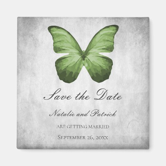 Groene Vlinder Save the Date-magneet Magneet (Voorkant)