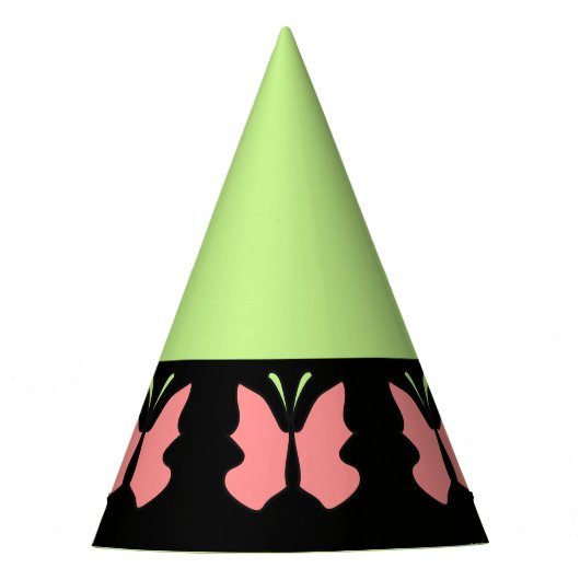 Groene vlinder verjaardagsfeestje feesthoedjes (Voorkant)