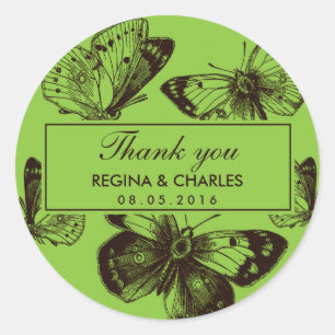 groene vlinderbruiloft Dank u Sticker
