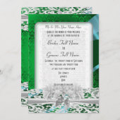 Groene vocht met witte palmmonogram bruiloft kaart (Voorkant / Achterkant)