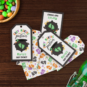 Groene Voetafdruk Heks Cauldron Baby Making Potion Cadeaulabel