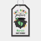 Groene Voetafdruk Heks Cauldron Baby Making Potion Cadeaulabel (Voorkant)