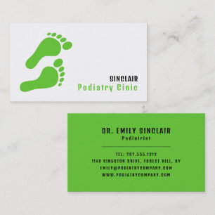 Groene voetafdrukken, Podiatry Clinic, Podiatrist Visitekaartje
