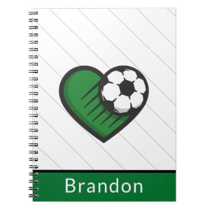 Groene Voetbal Liefde Kinderen Spelers Naam & Bal  Notitieboek