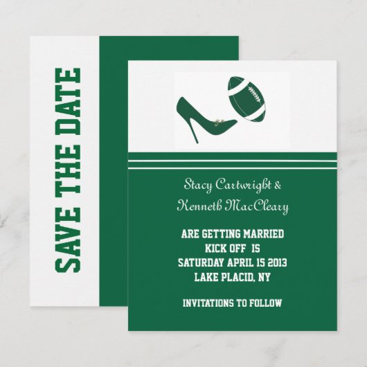 Groene Voetbal Save The Date Aankondiging (Voorkant / Achterkant)