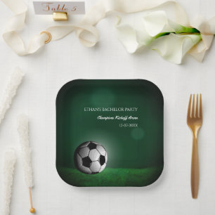 Groene Voetbal Verjaardag / Bachelorfeest Papieren Bordje