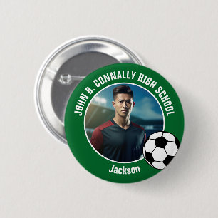 Groene Voetbalspeler Foto Hogeschool Geest Ronde Button 5,7 Cm