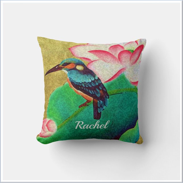  Groene Vogel & Bloem Kussen (Bookmark my store! https://www.zazzle.com/store/capricepetit)