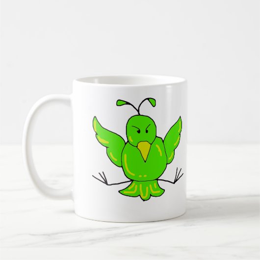 groene vogel, groene vogel koffiemok (Links)