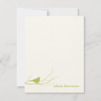 Groene vogel op tak ecru bedankt je briefkaart