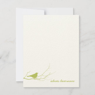 Groene vogel op tak ecru bedankt je briefkaart