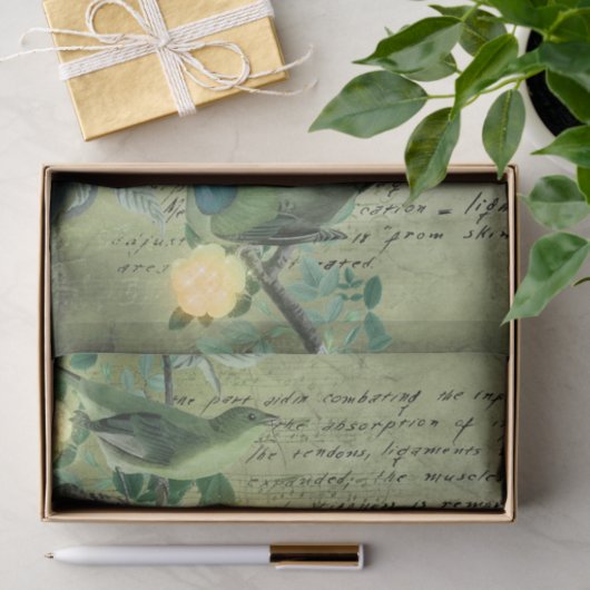 groene vogels botanisch tissuepapier (Geschenk)