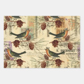 groene vogels en pijnbomen inpakpapier vel (Voorkant 3)