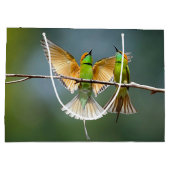 Groene Vogels Frolic in de Bomen Foto Groot Cadeauzakje (Achterkant)