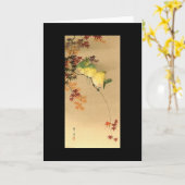 Groene Vogels op de Boom van de Esdoorn, Japanse Kaart (Gele Bloem)