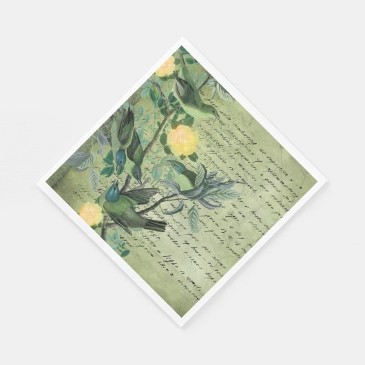 groene vogels servet (Hoek)