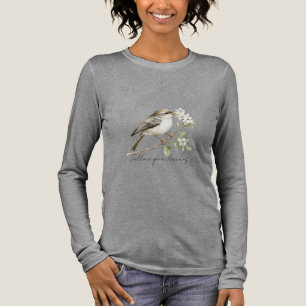Groene Vogels Witte Bloemen Boom Volg Je Dromen Tri-Blend Shirt