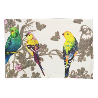Groene vogelsoorten Waterverf Zilver Glitter Kussensloop