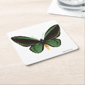 Groene vogelvlinder vierkante kartonnen onderzetter (Schuin)