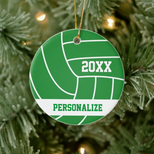 Groene Volleyball | Naam en jaar DIY Keramisch Ornament (Boom)