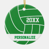 Groene Volleyball | Naam en jaar DIY Keramisch Ornament (Voorkant)