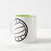 Groene Volleyball Tweekleurige Koffiemok (Voorkant links)