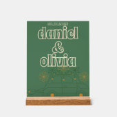 Groene Vosvos Minimal Wedding Acryl Bord (Voorkant)