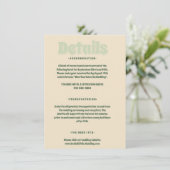 Groene Vosvos Minimal Wedding Informatiekaartje (Staand voorkant)
