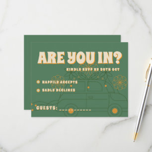 Groene Vosvos Minimal Wedding RSVP Kaartje