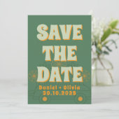 Groene Vosvos Minimal Wedding Save The Date (Staand voorkant)