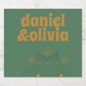 Groene Vosvos Minimal Wedding Sparkling Wijnetiket (Enkel label)