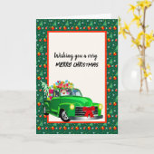 Groene  Vrachtwagen Cadeaus Santa Kaart (Gele Bloem)