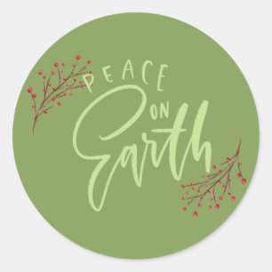 Groene Vrede op Aarde Kerstmis Envelop Afdichtinge Ronde Sticker