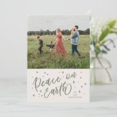Groene Vrede op Aarde Lettering Christmas Photo Feestdagenkaart (Staand voorkant)
