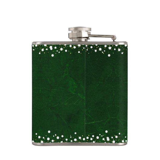 Groene Vrede Vreugde Liefde Kerstmis Moderne Sneeu Heupfles (Achterkant)