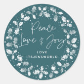 Groene vredesliefde + Joy Holly Wreath Ronde Sticker (Voorkant)