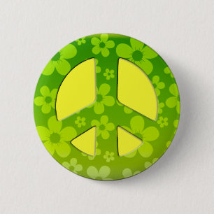 GROENE VREDESZIJDE RONDE BUTTON 5,7 CM